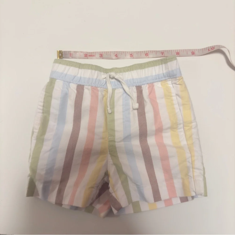 Janie &Jack White Polo body Shirt with Striped Shorts 6-12 months